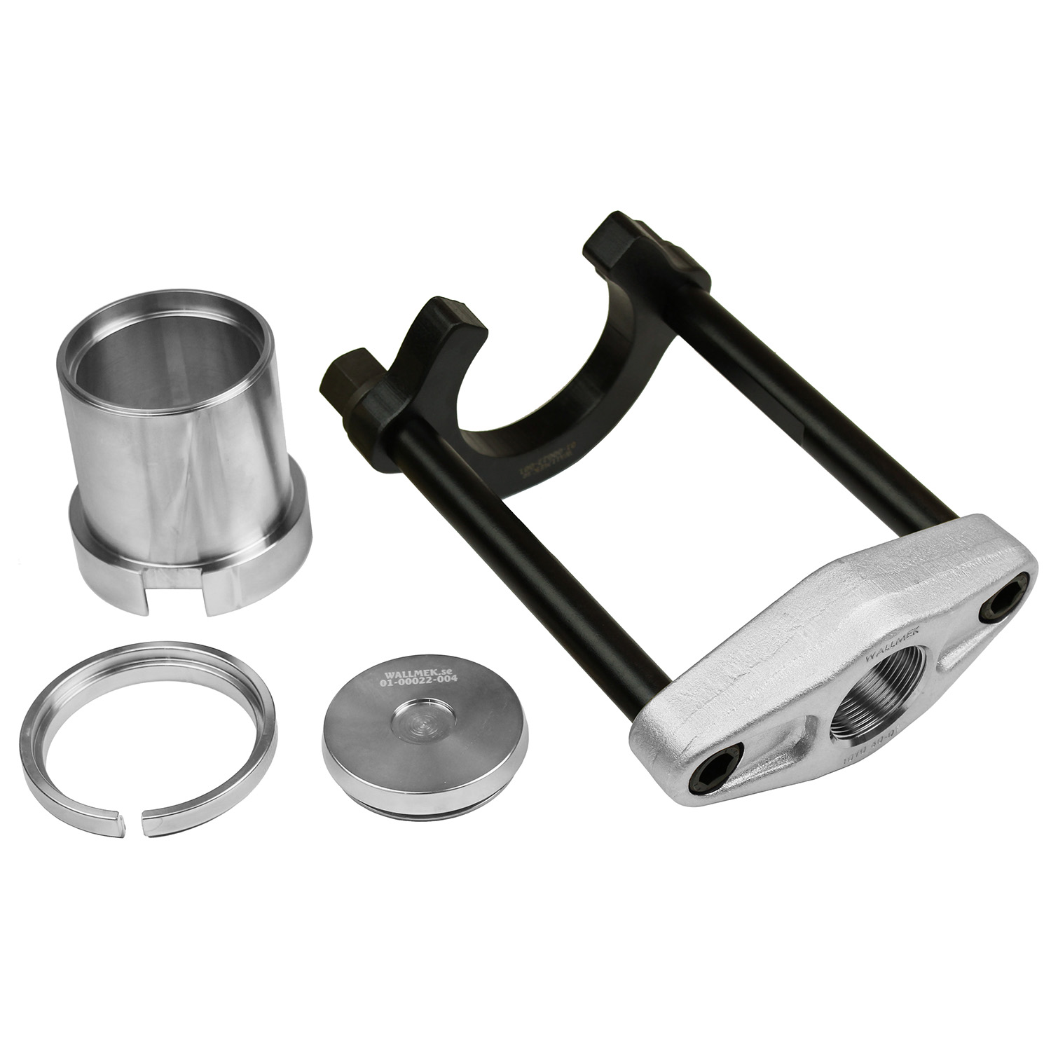 Bushing set for replacement of the front bushing on the rear trailing arm